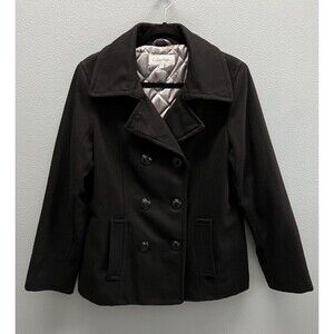 Calvin Klein Women’s Size 12 Black Double Breasted Peacoat Quilted Lining